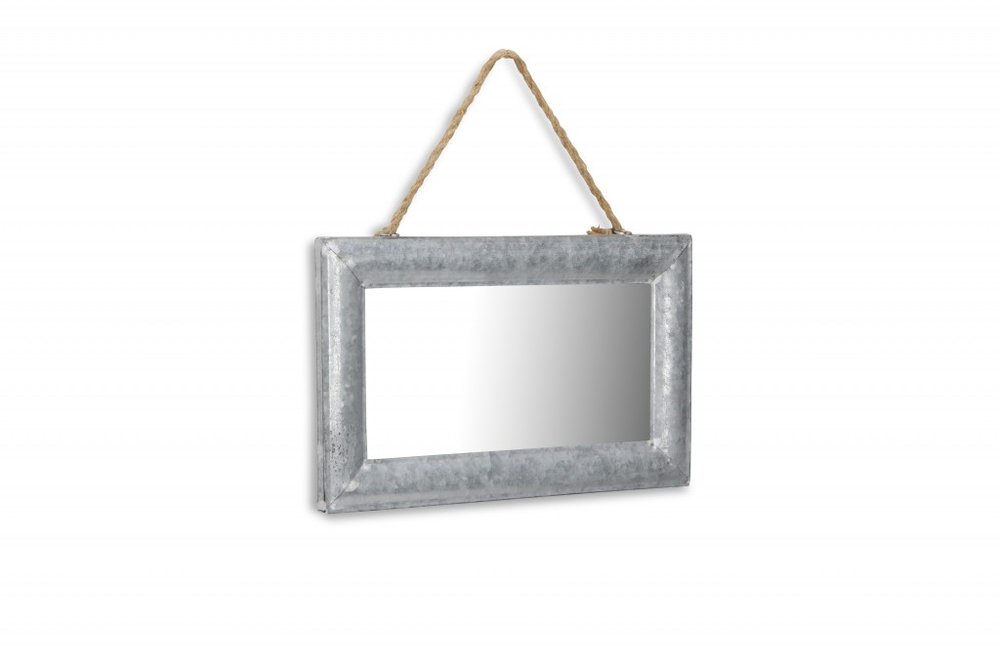 9" Silver Metal Framed Accent Mirror on a white background