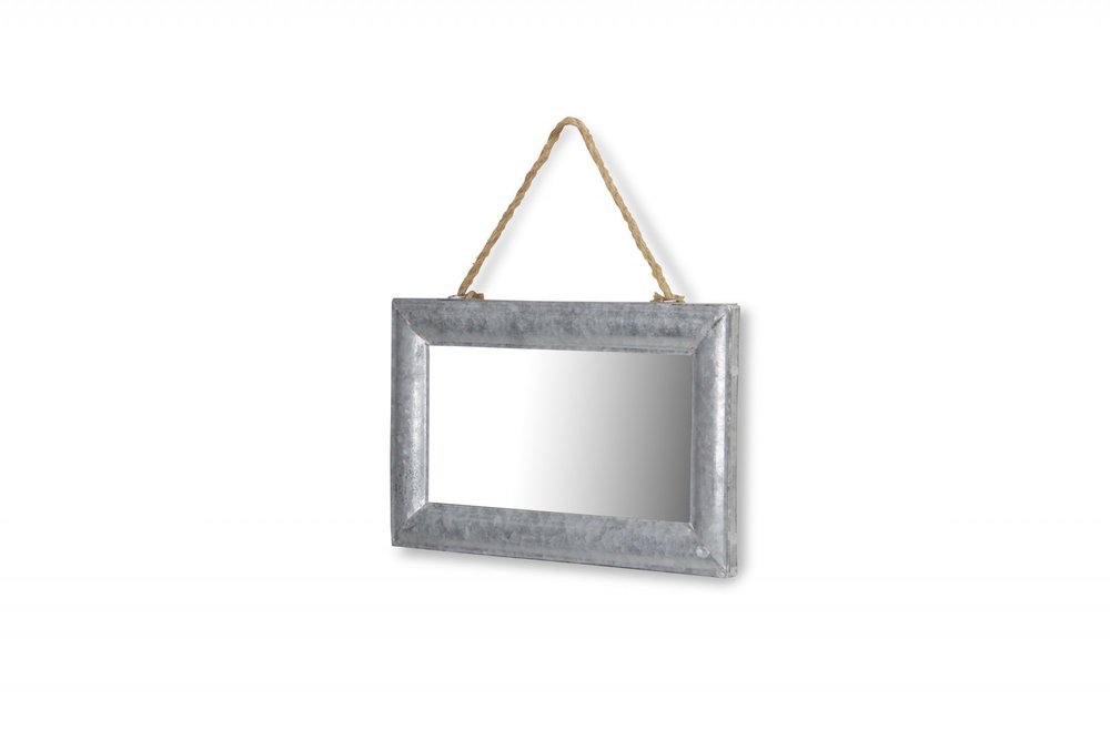 9" Silver Metal Framed Accent Mirror on a white background
