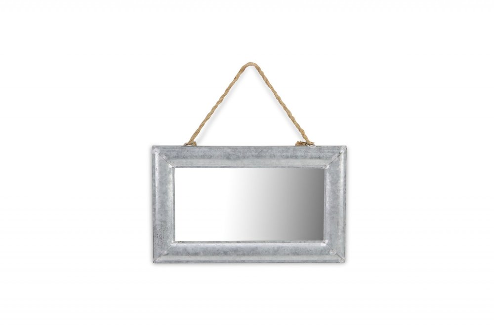 9" Silver Metal Framed Accent Mirror on a white background