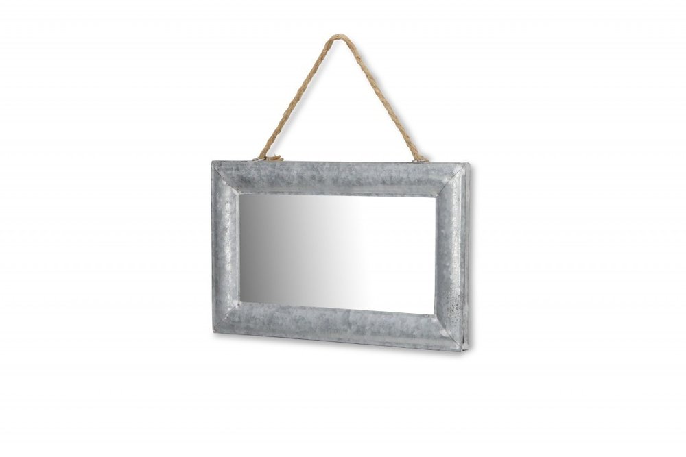 9" Silver Metal Framed Accent Mirror on a white background