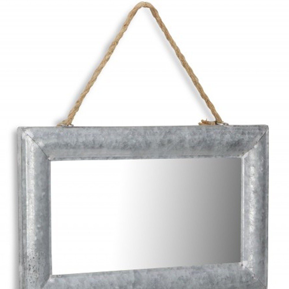 9" Silver Metal Framed Accent Mirror on a white background