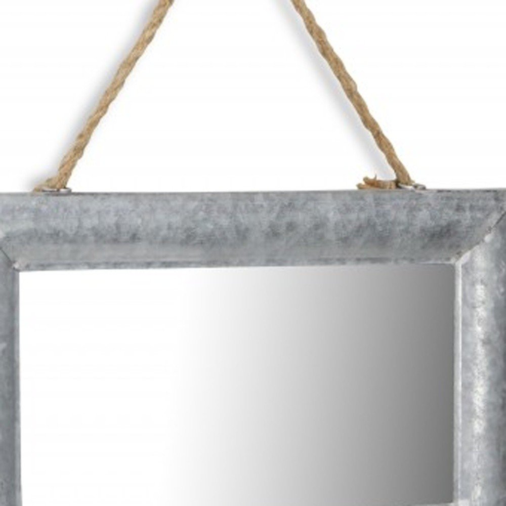 9" Silver Metal Framed Accent Mirror on a white background
