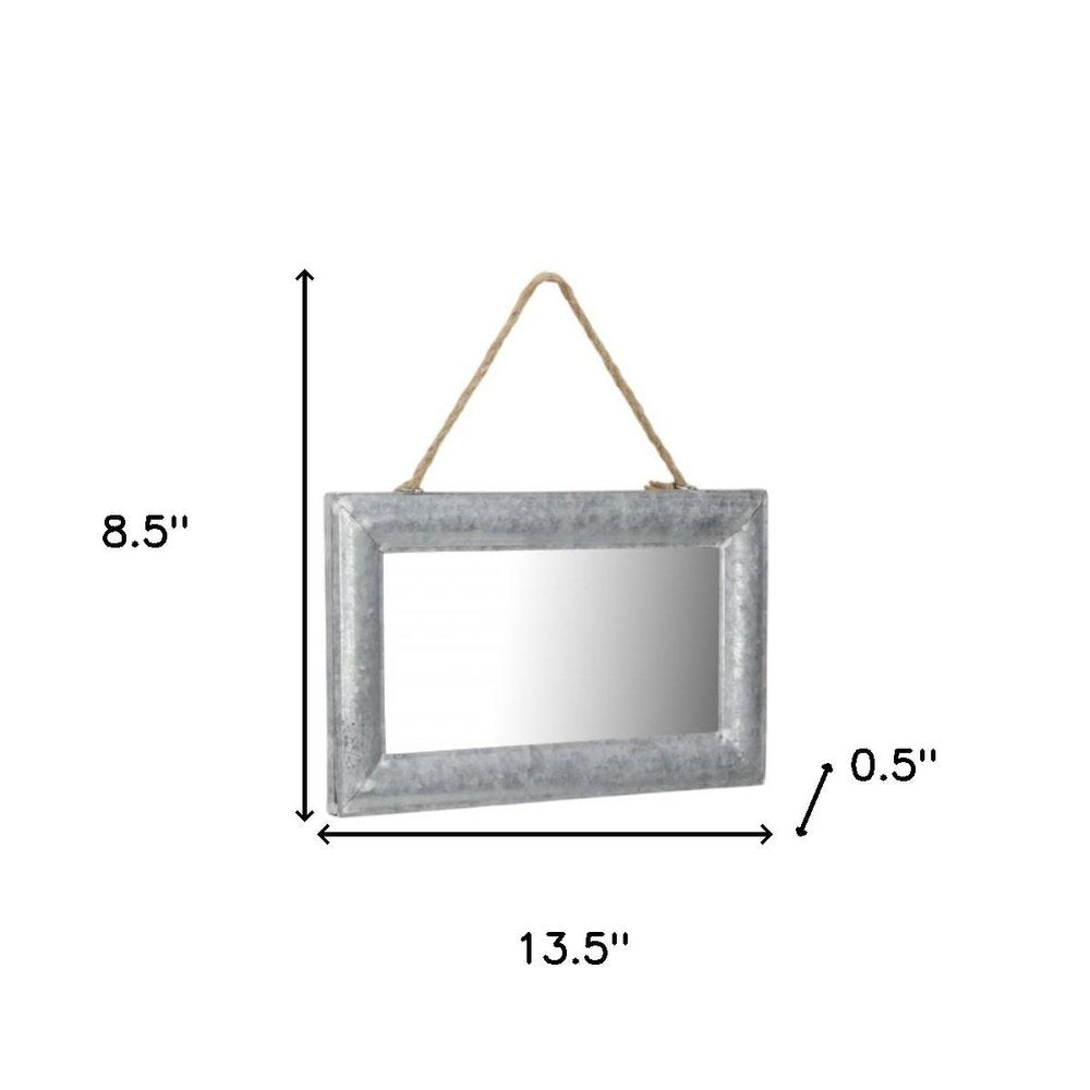 9" Silver Metal Framed Accent Mirror on a white background