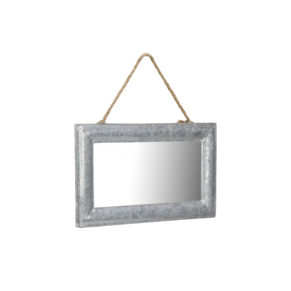 9" Silver Metal Framed Accent Mirror on a white background