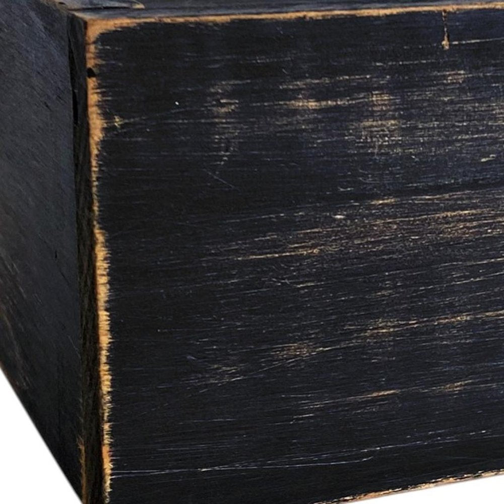 7" Black Wood Wall Mounted Floating Shelf With LED Light