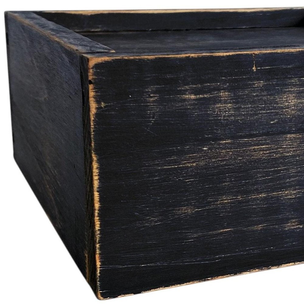 7" Black Wood Wall Mounted Floating Shelf With LED Light close-up detail