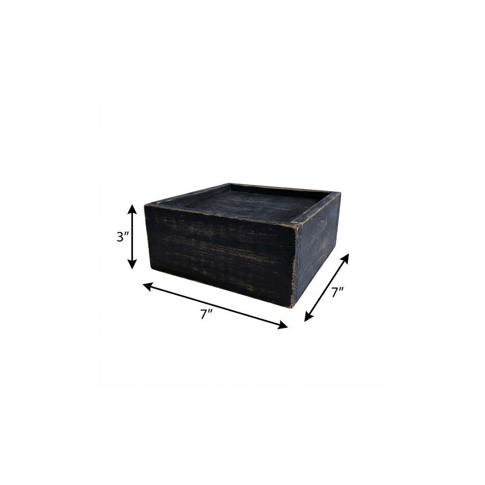 7" Black Wood Wall Mounted Floating Shelf With LED Light
