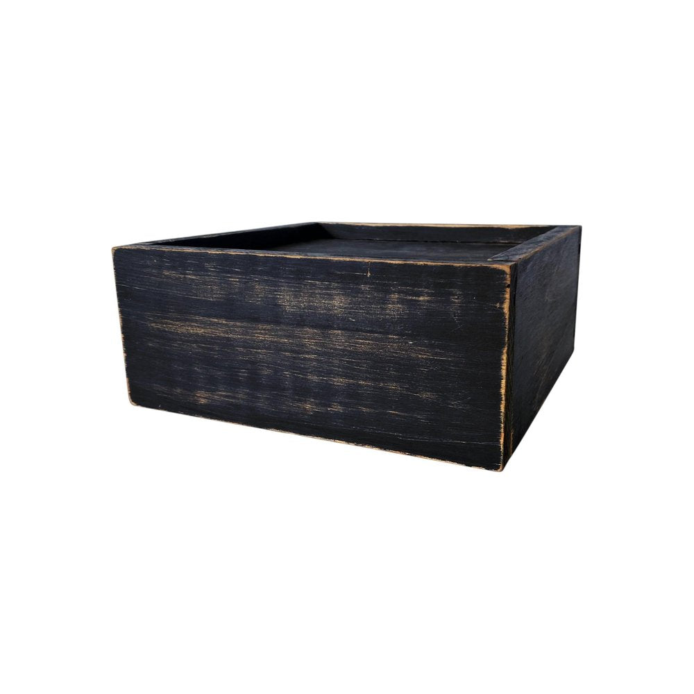 7" Black Wood Wall Mounted Floating Shelf With LED Light on a white background
