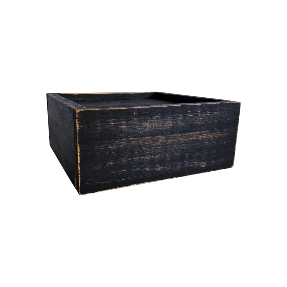 7" Black Wood Wall Mounted Floating Shelf With LED Light on a white background