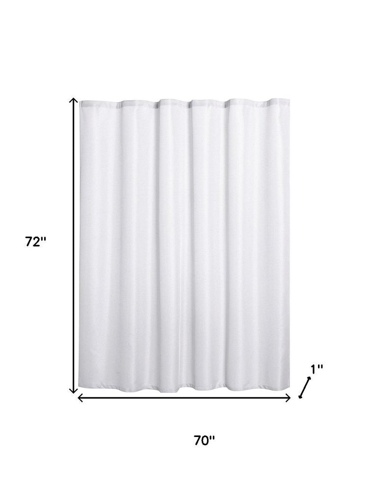 Luxurious White Waffle Weave Shower Curtain on a white background