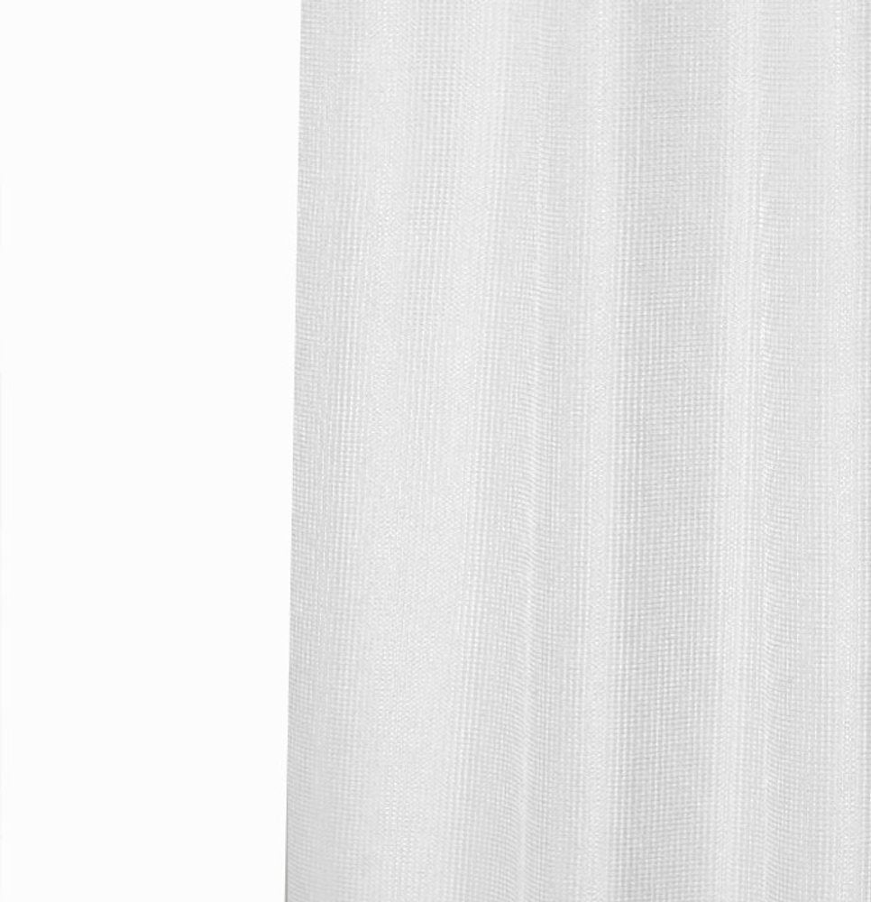 Luxurious White Waffle Weave Shower Curtain on a white background
