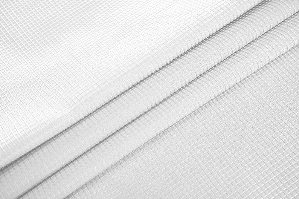 Luxurious White Waffle Weave Shower Curtain on a white background