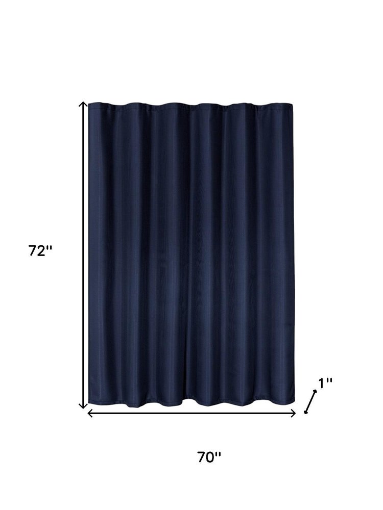 Luxurious Navy Waffle Weave Shower Curtain on a white background