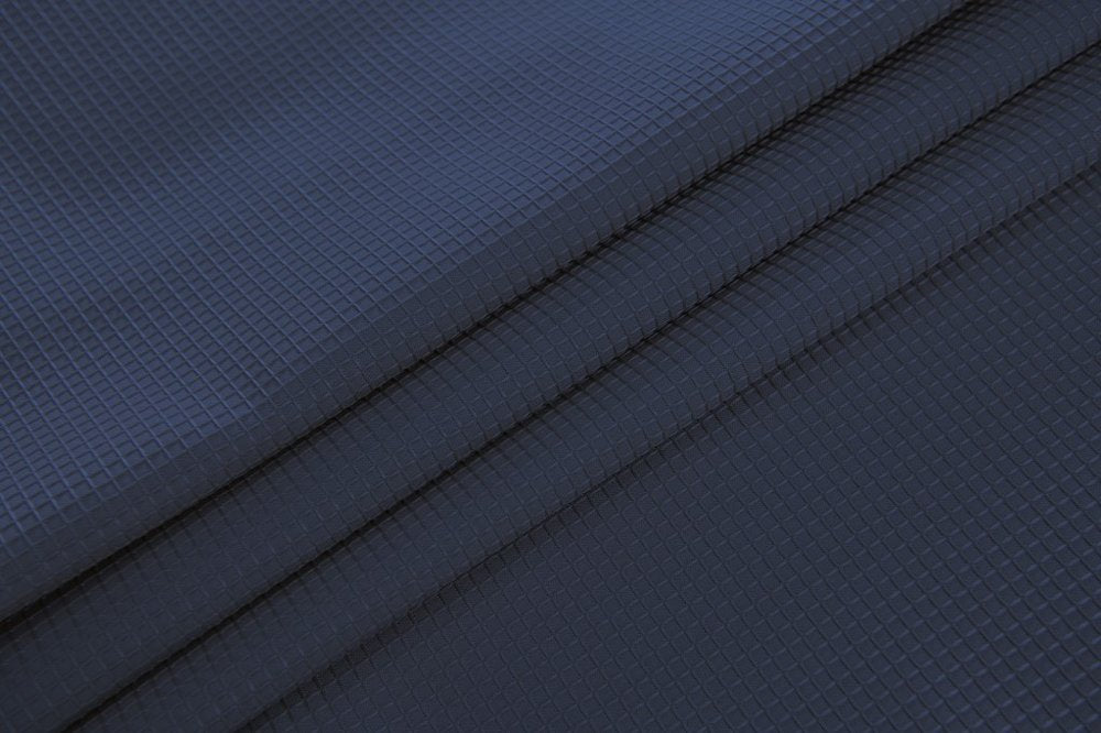 Luxurious Navy Waffle Weave Shower Curtain close-up detail