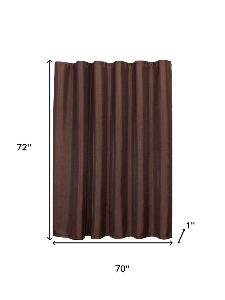Luxurious Brown Waffle Weave Shower Curtain on a white background