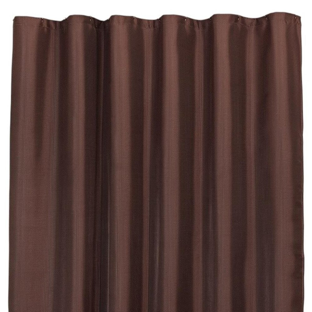 Luxurious Brown Waffle Weave Shower Curtain close-up detail