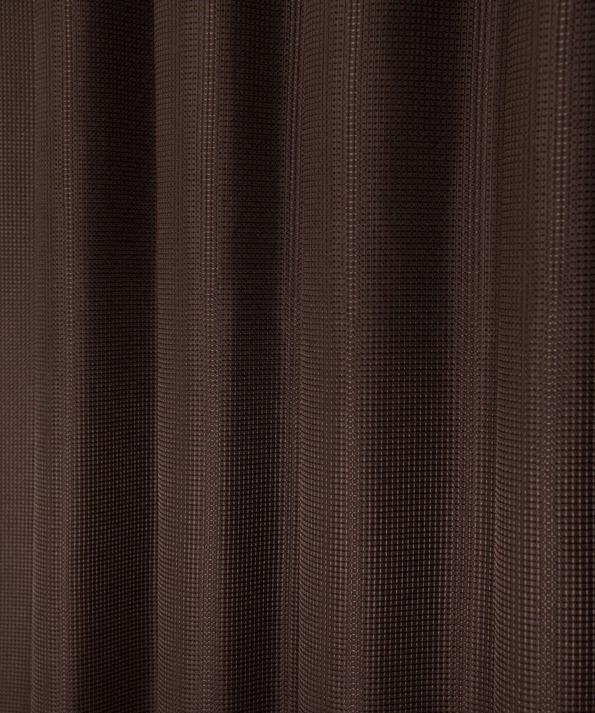 Luxurious Brown Waffle Weave Shower Curtain close-up detail