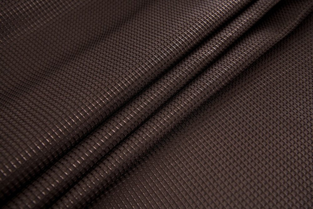 Luxurious Brown Waffle Weave Shower Curtain close-up detail