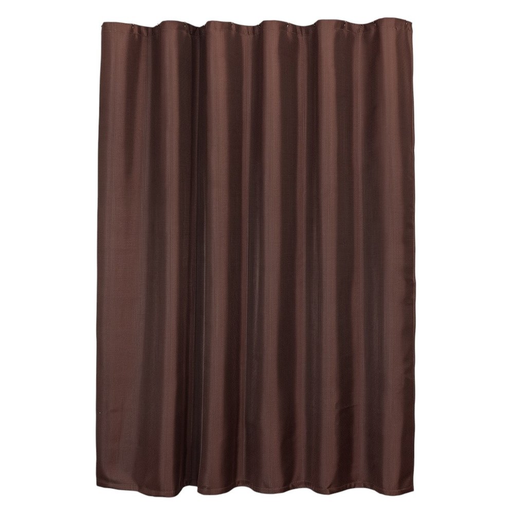 Luxurious Brown Waffle Weave Shower Curtain on a white background