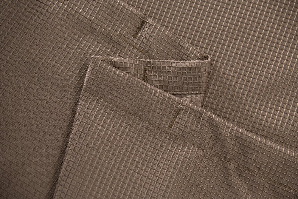 Luxurious Mocha Waffle Weave Shower Curtain close-up detail