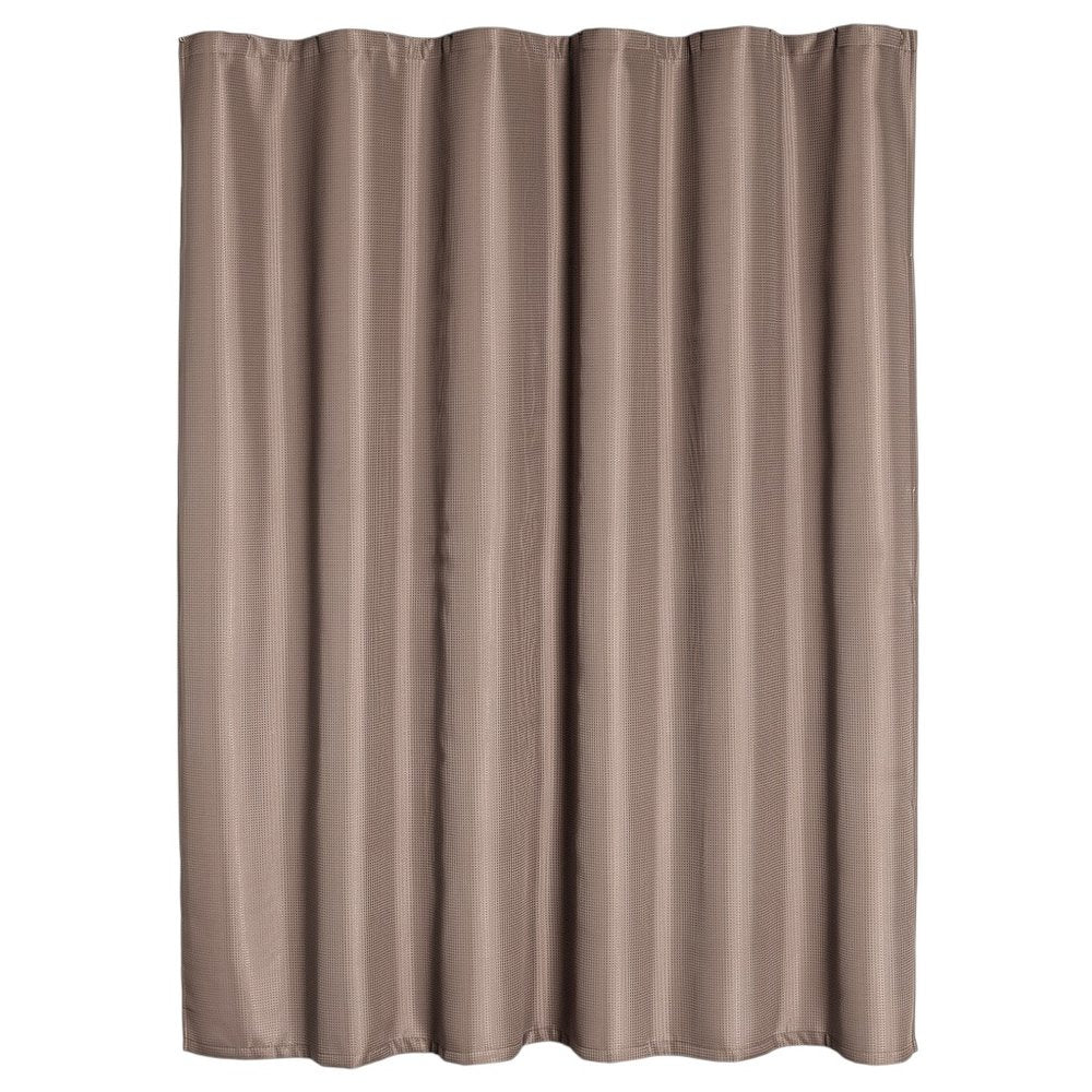 Luxurious Mocha Waffle Weave Shower Curtain on a white background