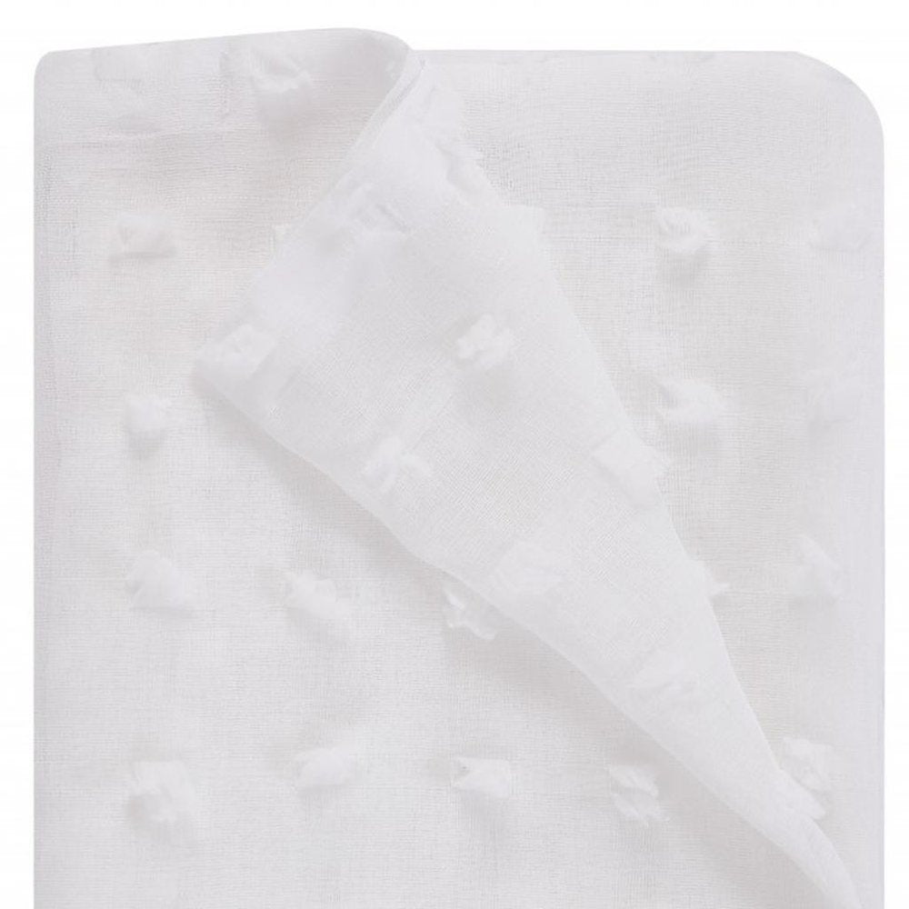White Puff Sheer Shower Curtain close-up detail