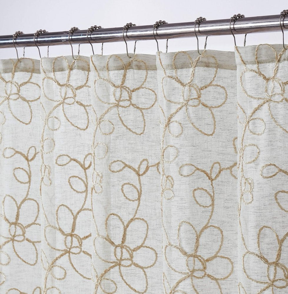 72" Linen Polyester Shower Curtain on a white background