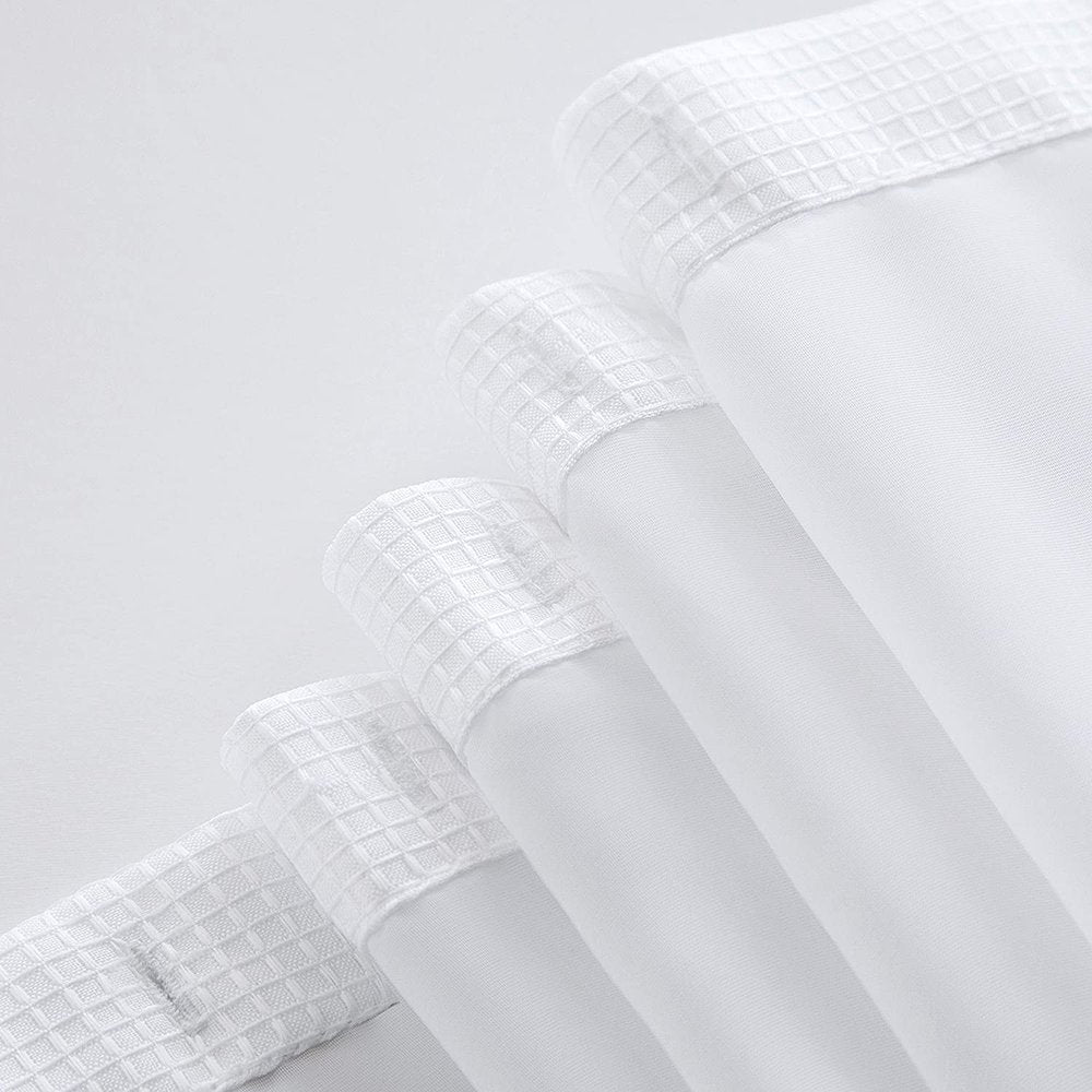 White Sheer and Grid Shower Curtain and Liner Set on a white background