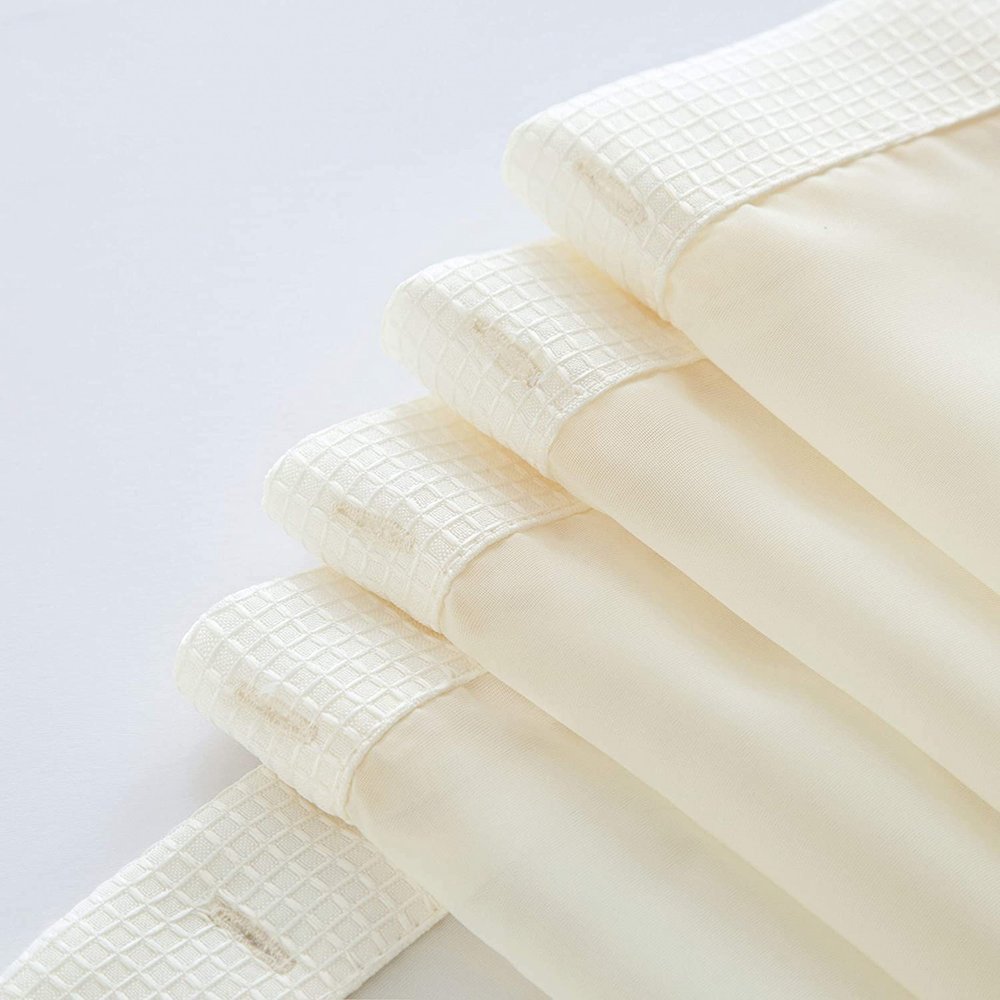 Ivory Sheer and Grid Shower Curtain and Liner Set on a white background