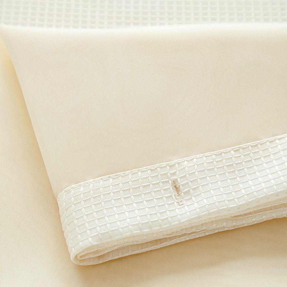 Ivory Sheer and Grid Shower Curtain and Liner Set close-up detail