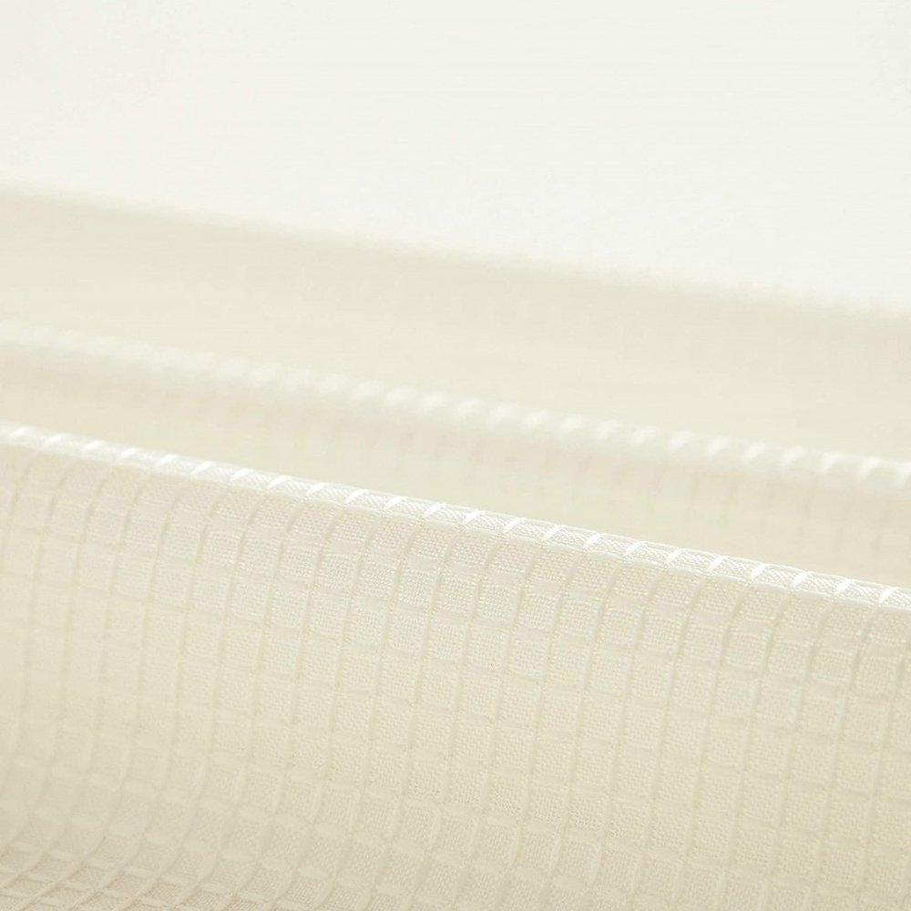 Ivory Sheer and Grid Shower Curtain and Liner Set on a white background