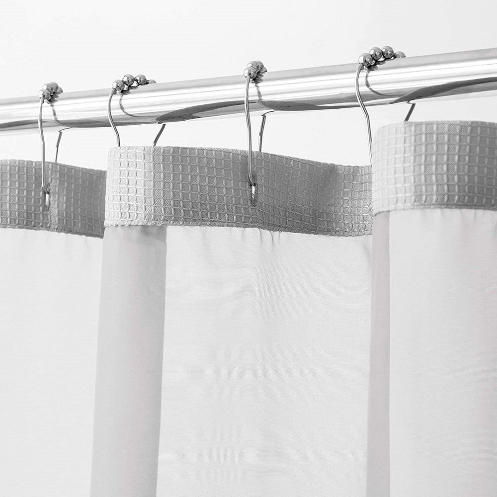 Silver Modern Grid Shower Curtain and Liner Set on a white background