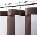 Brown Modern Grid Shower Curtain and Liner Set on a white background