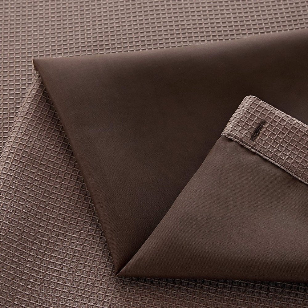 Brown Modern Grid Shower Curtain and Liner Set close-up detail