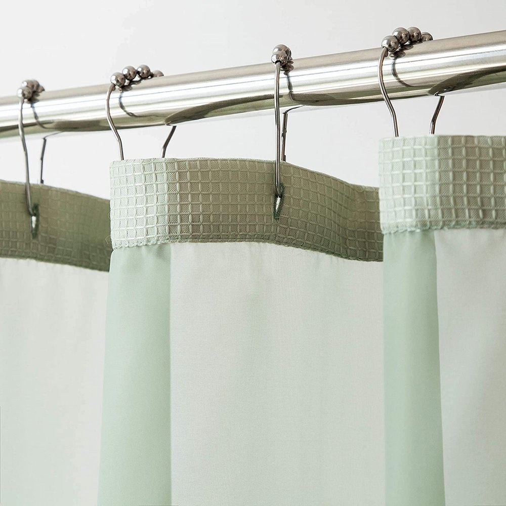 Sage Green Modern Grid Shower Curtain and Liner Set close-up detail