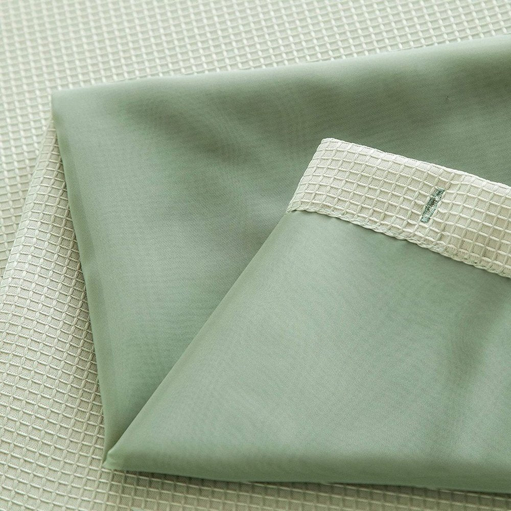 Sage Green Modern Grid Shower Curtain and Liner Set close-up detail