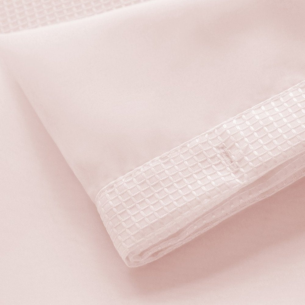 Blush Sheer and Grid Shower Curtain and Liner Set close-up detail