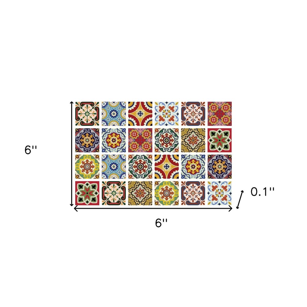 4" X 4" Mediterra Mosaic Peel and Stick Tiles. Peel and stick tile isolated on a plain white background.