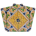 7" x 7" Blue And Yellow Vinyl Peel And Stick Removable Tiles on a white background