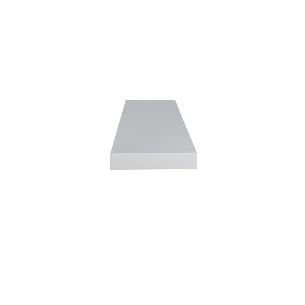 75" White Wooden Wall Mounted Floating Shelf on a white background