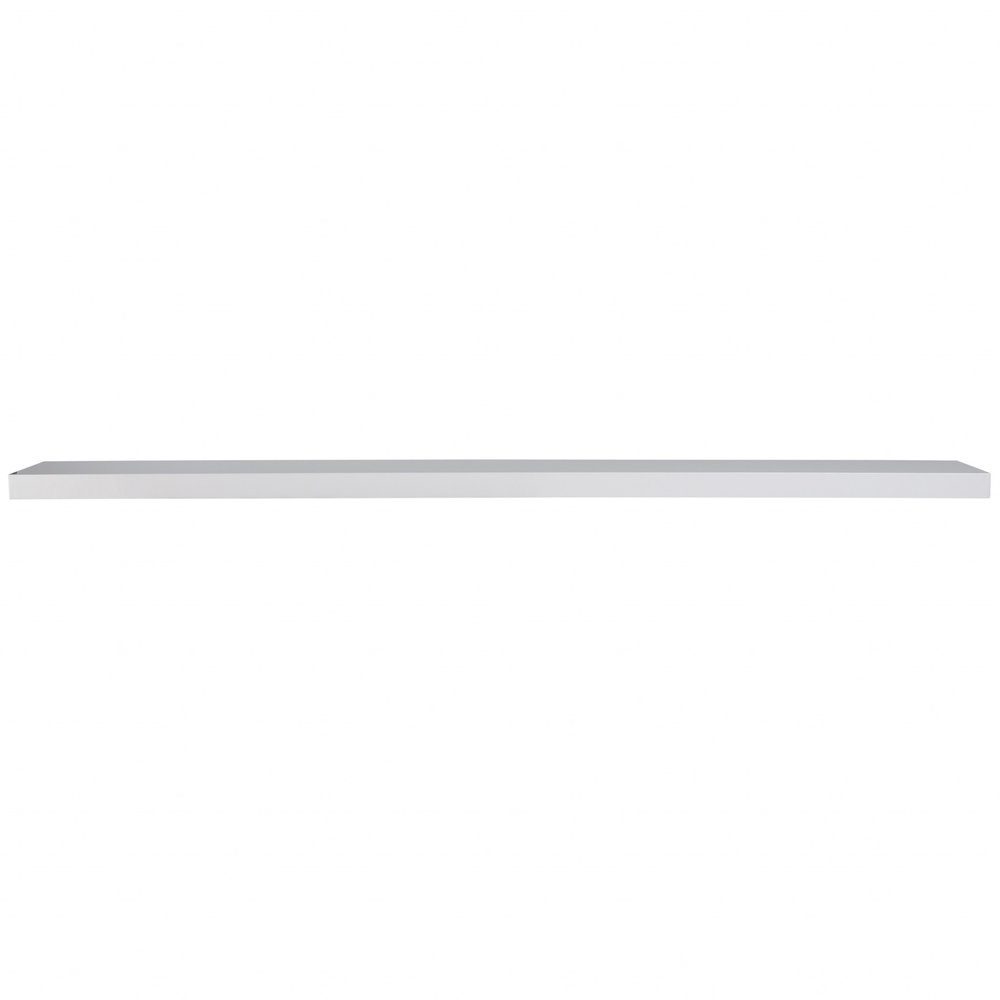 75" White Wooden Wall Mounted Floating Shelf on a white background