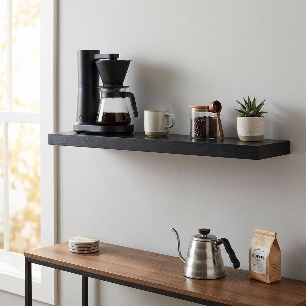 43" Natural Light Brown Wooden Floating Shelf.