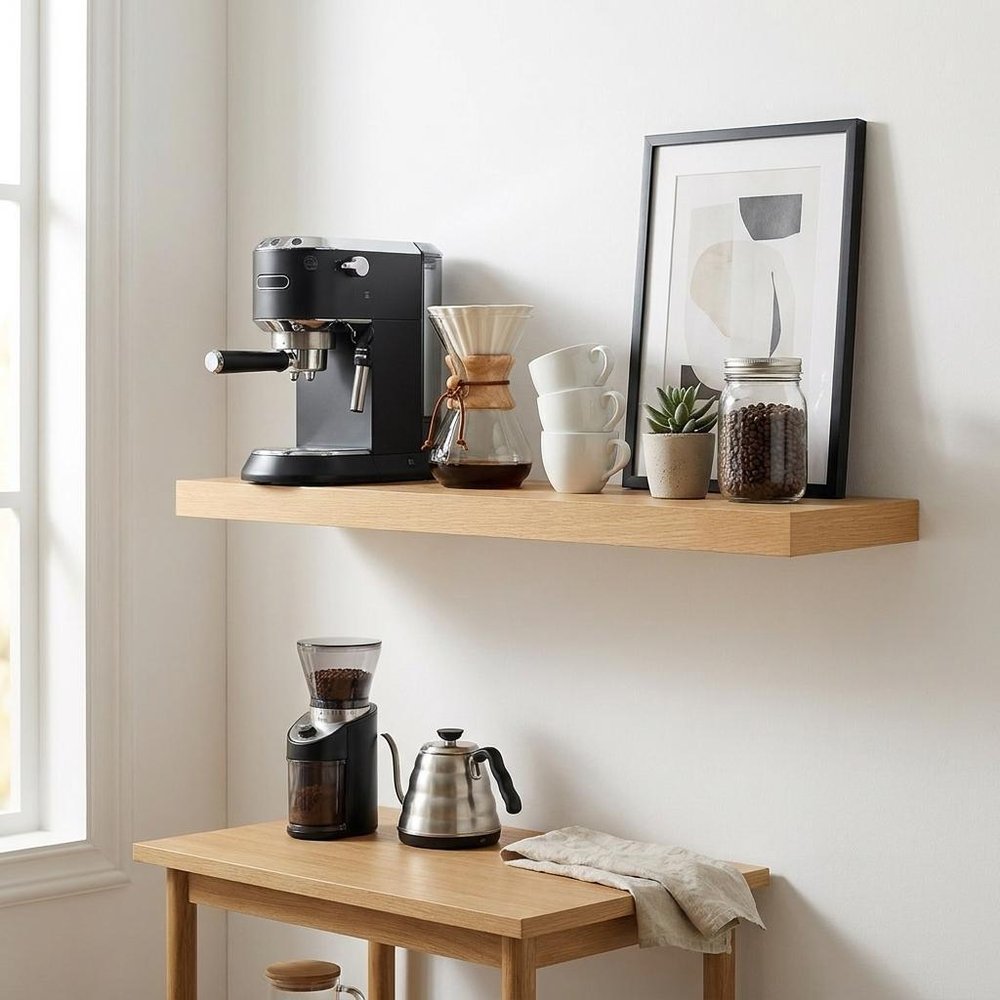 43" Black Wooden Floating Shelf