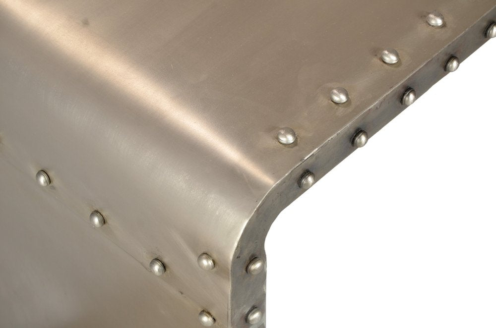 60" Gray Aluminum and Metal Frame Coffee Table. Coffee table in gold metal.