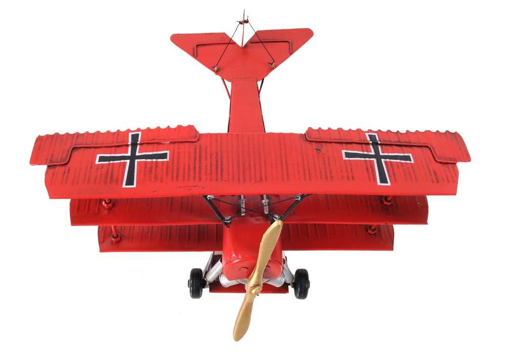 6" Red Metal Hand Painted Model Airplane