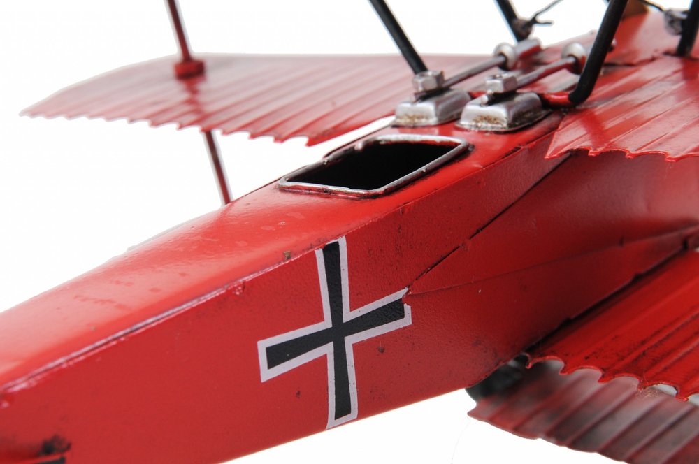6" Red Metal Hand Painted Model Airplane