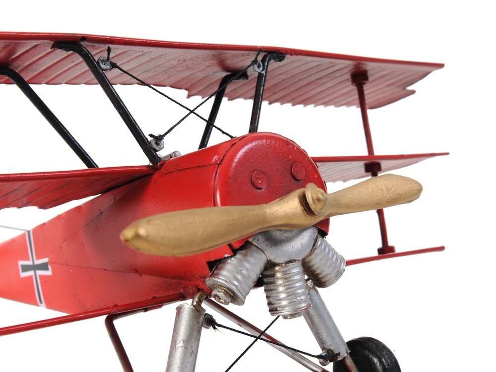 6" Red Metal Hand Painted Model Airplane