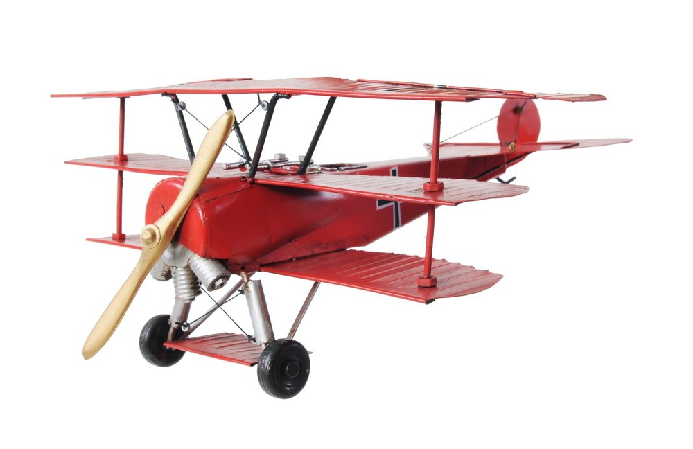 6" Red Metal Hand Painted Model Airplane
