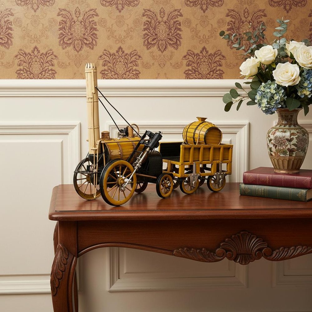 c1829 Yellow Rocket Steam Engine Model Sculpture