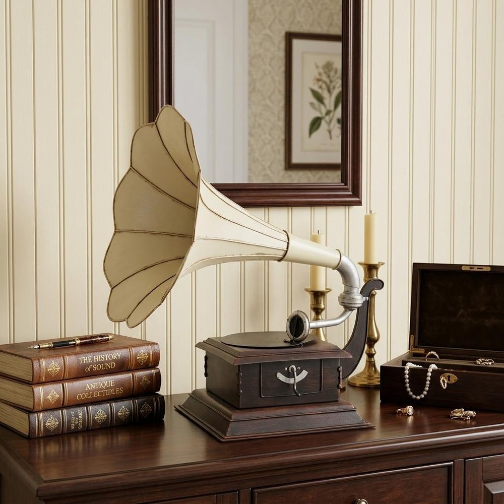 c1911 HMV Gramophone Built to Scale Model Sculpture